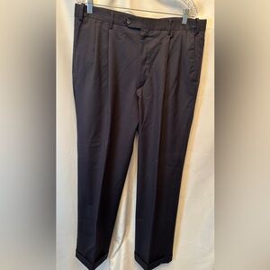 Berle Men’s Size 36x32 Wool Dress Pants Pleated Cuffed Navy Blue Cut 28966